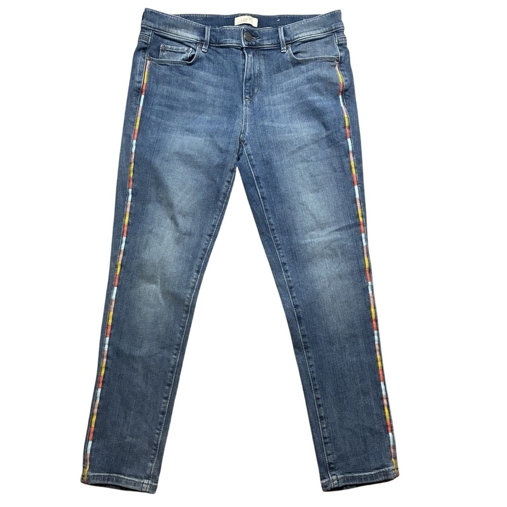 Loft Outlet Colorful Side Stripe Modern Denim Crop Straight Denim Jeans‎ Women 4